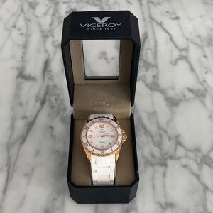 Women's White and Gold Watch